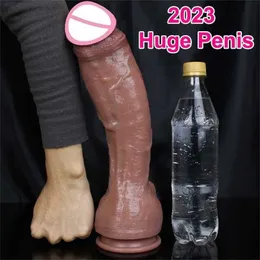 Brinquedo sexual massageador macio realista grosso enorme vibrador gay adultos para mulheres ventosa plugue anal masturbadores vaginais pênis de silicone