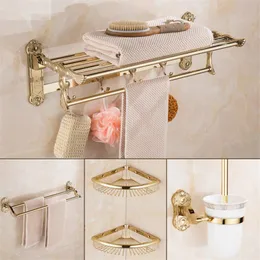 Набор аксессуаров для ванной комнаты для ванной комнаты золото резное латунное полотенце