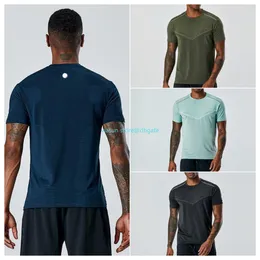LL Men Outdoor Shirts New Fitness Gym Football Soccer Mesh Back LU Sports T-shirt de secagem rápida Skinny Masculino