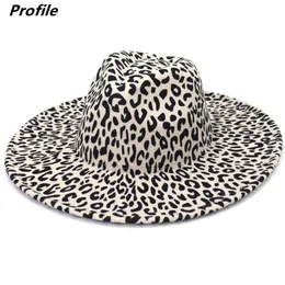 Szerokie czapki wiadra Lopard Leopard Fedora Hat Large Monochrome unisex 95cm Brim Jazz Winter 230504