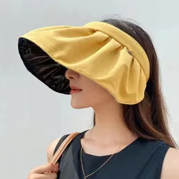 قبعات حافة واسعة 2 في 1 عصابات رأس Sun Visor للنساء Roll-up Summer Beach UPF 50 UV Protection foldable