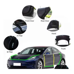 Care Products Motrobe Tesla Model 3 Door Seal Kit Soundproof Rubber Weather Draft Wind Noise Reduction Accessories Drop Delivery Mob Dhmqn