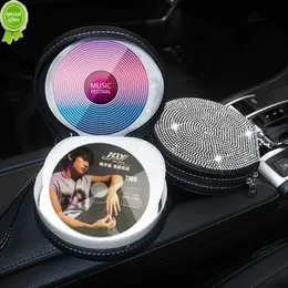 Новая алмазная портативная автомобильная пакета для хранения компакт -дисков Авто компакт -диск -коробка круглый