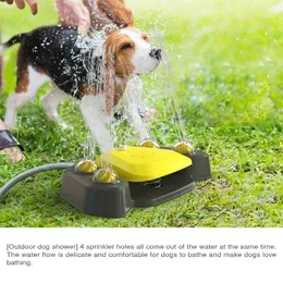 Heads Automatic Pet Drinking Fountain Paw Activated Dog Watering Dispenser Adjustable Water Output 4 Shower Holes for Summer Y5GB