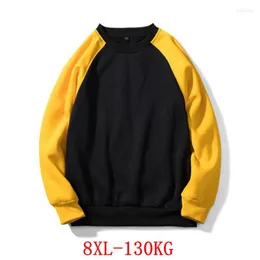 Erkek Hoodies artı boyutu Colorblock Sweatshirt 6xl 7xl 8xl Sıcak hip hop tutmak için sonbahar ve kış uzun kollu cep polar