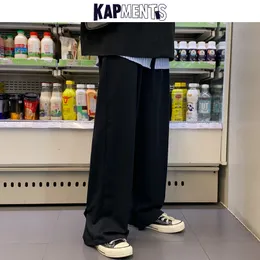 Calça masculina kapments homens macacão pernas largas streetwear baggy primavera preta harajuku sortpants masculino harém casual joggers 5xl 230504