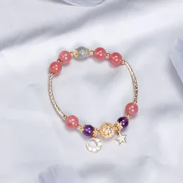Strand Badu Crystal Woman Armband Strawberry White Moonlight For Fortune Love And Peach Blossom Couple Jewellery Gift