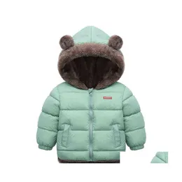 Down Coat Toddler Casual Jacket Winter Autumn Outfit Warm Hoodie Cotton Chotton Children kläder Långärmar Solid Baby J220718 DRO DHHQX