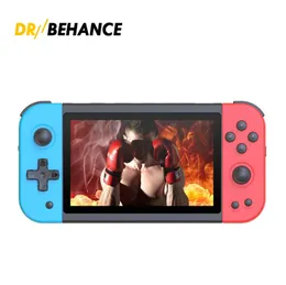 Portable Powkiddy X51 5 Inch 64G Handheld Game Console för PS1 FC MD Retro Videospel MP4 Ebook Player Dual Joystick Support HD TV Out Gaming Box Children Gift Present