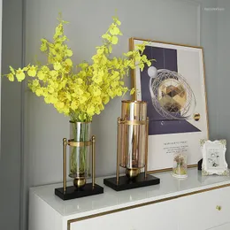 Vases Vas Hidroponik Nordic Emas Kaca Transparan Jalan Pot Bunga Desain Tanaman Dengan Dasar De Fleur Dekorasi Rumah