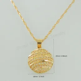 Pendanthalsband Foromance Yellow Gold Plated 18 "Water Wave Necklace Round Half Ball Shape Diameter 18mm 0,7"