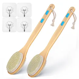 Shower Body Exfoliating Brush, Bath Back Cleaning Scrubber with Long Handle, 2 Pack