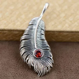 Pendant Necklaces LYBUY Authentic 925 Sterling Silver Vintage Personality Feather Women Accessories Gifts Thai Jewelry