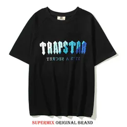 디자이너 패션 의류 티셔츠 Tshirt 브랜드 Trapstar 수건 자수 간단한 편지 남성 여성 느슨한 레저 코튼 반팔 티셔츠Streetwear 탑 판매