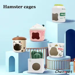 Käfige Neues Design Keramik Hamsterkäfige Großer Raum mit Abdeckung Nagetierbettwäsche Niedliches Design für Chinchilla Guniea Schwein Spielzeug Zubehör