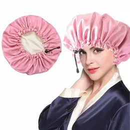Wholesale double-layer high quality night cap adjustable women's reusable shower caps fast ship