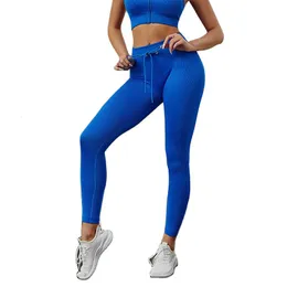 Kvinnors leggings Geribbelde Trekkoord Yoga Broek Naadloze Workout Gym Leggings Vrouwen Hoge Taille Training Sport Panty Fittness Althetic Leggins 230505