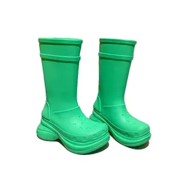 Rain Boots 2023 Fashion Brand Design Women Ladies Casual Waterproof Platform Hole Shoes Height Round Head For Females 230504