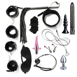 Party Favor Handcuffs Nipple Clamps Whip Collar Vuxen Game Toy Leather Fetish Bondage Begränsning Bröllopsdekor1