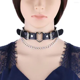 Choker Harajuku Leather Necklace Women Manセクシーなハートラウンドスパイクリベットチェーンカラーゴシックヒップホップボンデージパーティーギフトジュエリー