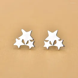 Stud Earrings Boutique Fashion Jewelry 925 Sterling Silver Triple Star Brincos For Girl's Friend Gifts