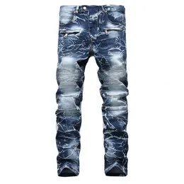 Jeans masculino Marca masculina Designer de neve Moda Slim Skinny Motor Biker Jeans Casual Motocicleta Jeans Destruir as calças jeans 230503