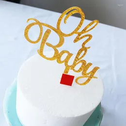 Świąteczne zapasy Oh Baby Cake Topper Glitter Gold Acryl Wedding for Kids Gilrs Birthday Party Dekoracje Prysznic