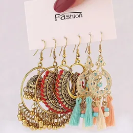 Orecchini Lunghi Etnici Con Nappe Rosse A Strati – Boho Chic In Acciaio Inox, Pendenti Con Pietre