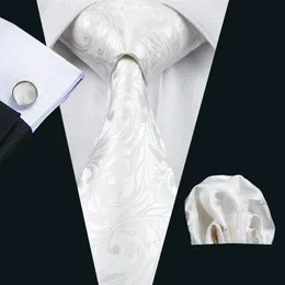Hight Quality Woven Silk Mens Neslips Beige Floral Silk Tie For Men Business Wedding Bridegroom Slipsar med manschettknappar och Hanky225N