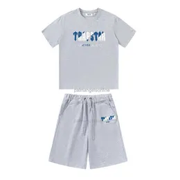 Projektant Fashion Clothing Tees Tshirt Trapstar American Trendy Brand Trapstar Niebieski biały ręcznik haft luźne luz relaksowane męskie damskie topy