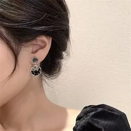 2023 New jewelry fashion Black Color Gradient Round Drop Earrings Rhinestone Accessories For Women Cube Crystal Pretty gift
