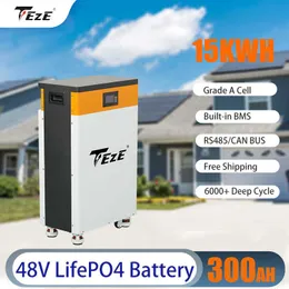 Payment twice 15KWh Powerwall 48V 300Ah LiFePO4 Battery Pack Wall Mounted Cell with BMS RS485 CAN 6000+Cycles for Energy Storag