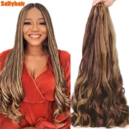 Hair Bulks Sallyhair Synthetic French Curly Bulk Spiral Curly Crochet Braids Hair High Temperature Loose Wave Curl Braiding Hair Extensions 230504