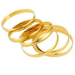 Bangle Caluven 8MM 6pcs/lot Ethiopian Gold Color Bangles For Women Dubai Jewelry African Glossy Bracelets Wedding Hand ChainBangle