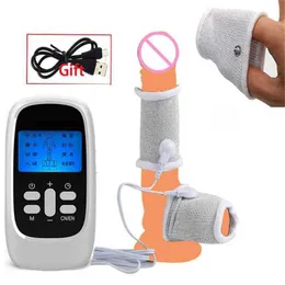 Brinquedo sexual massageador terapia de choque elétrico anel peniano condutor para homens e-stim pau e bola maca vibratório homem sm brinquedos temáticos