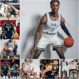 Yale Bulldogs Basketball Jersey Yassine Gharram Jack Molloy Isaiah Kelly Nick Townsend Devon Arlington Custom College Stitched Yale Jerseys