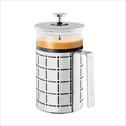 French Press 27 Ounce Coffee Tea Maker, 4 Level Stainless Steel Filter System Heat Resistant Borosilicate Glass, Portable Pitcher for Tr