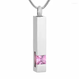 Kedjor IJD9726 Stål Plain Pillar Cremation Memorial Keepsake Urn Ash Holder Necklace Inlägget 12 Color Crystal Bar Necklace