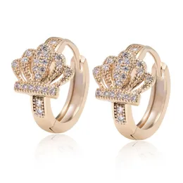 Hoop Earrings & Huggie Fashion Zircon Crown For Women Luxury Gold Plated Jewellery 2023 Classic High Quality EardropHoop