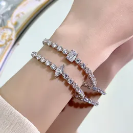 Bracciale per braccialetto di diamanti da tennis a diamante 100% reali 925 bracciali da sposa in argento sterling per donne gioielli di fidanzamento nuziale