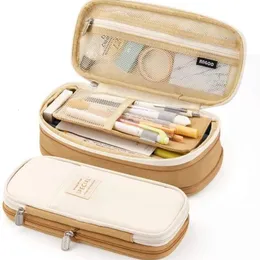 Blyertskåp Classic Fashion Pen Pencil Case Large Capacity Fold Canvas Stationery Storage Bag Organizer för kosmetisk resestudent 230505