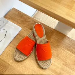 Tribute Woven Fabric espadrilles Slippers straw scuffs Mule Slides Sandals heeled flat heels women's luxury designers Casual Fashion Beach pretty hoes