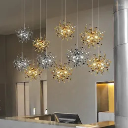 シャンデリアゴールド /クロムスチールフラワーG9 LEDシャンデリア光沢ペンダント照明ダイニングルーム装飾ランプフィクスチャー