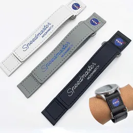 20 mm klockarmband för Omega MOON-serien Mjukt och bekvämt kardborrearmband NASA Speedmaster läderarmband