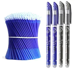 Bollpoint pennor 100 påfyllningar 2 Erasable Pen Rods Eraser Set 0,5 mm tvättbart handtag Magic Gel Animal Pen School Office Writing Supplies Stationery 230505