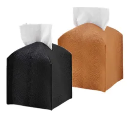 Tissue Boxes Napkins Tissue Box Cover Holder Square with Bottom Belt by Carrot's Den PU Leather Decorative Organizer for Tabletop BathroomOffice Z0505