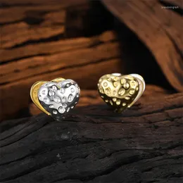 Hoop Earrings 925 Sterling Silver Pit Texture Heart Ear Buckle For Women Fashion Unique Design Wedding Party Jewelry Gift