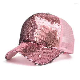 قبعات كرة مزينة بالترتر براق بلينغ قبعة بيسبول شبكية رائعة قابلة للتعديل للنساء والفتيات قبعات لامعة لتجمع نادي الحفلات
