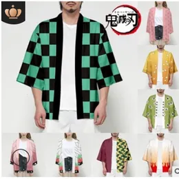 Tema Kostüm Demon Slayer Cosplay Kostüm Sokak Giyim Kimetsu Hayır Yaiba 3D Baskı Japon Anime Kimono Haori Yukata Nezuko Cosplay 230504