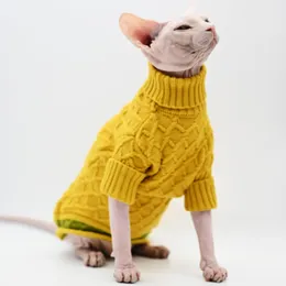 Kläder sphynx kattkläder stickad mjuk highend mode highneck förtjockad hårlösa kattkläder varma vinter kattkläder